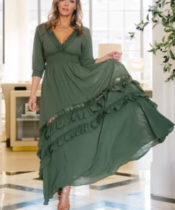BB Custom Pippa Ruffle Maxi Dress | Dusty Green 18 BB Custom Pippa Ruffle Maxi Dress | Dusty Green
