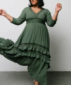 BB Custom Pippa Ruffle Maxi Dress | Dusty Green 14 BB Custom Pippa Ruffle Maxi Dress | Dusty Green