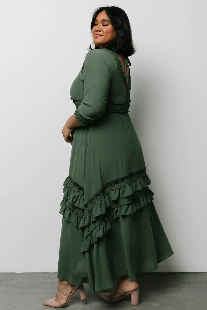 BB Custom Pippa Ruffle Maxi Dress | Dusty Green 8 BB Custom Pippa Ruffle Maxi Dress | Dusty Green