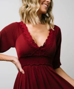 BB Custom Pippa Ruffle Maxi Dress | Merlot