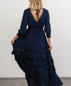 BB Custom Pippa Ruffle Maxi Dress | Navy
