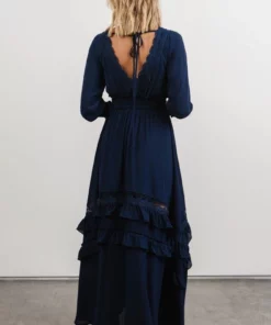 BB Custom Pippa Ruffle Maxi Dress | Navy