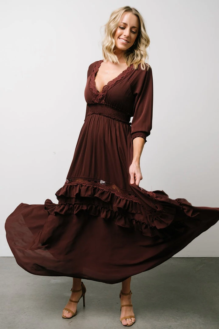 BB Custom Pippa Ruffle Maxi Dress | Raisin 5 BB Custom Pippa Ruffle Maxi Dress | Raisin