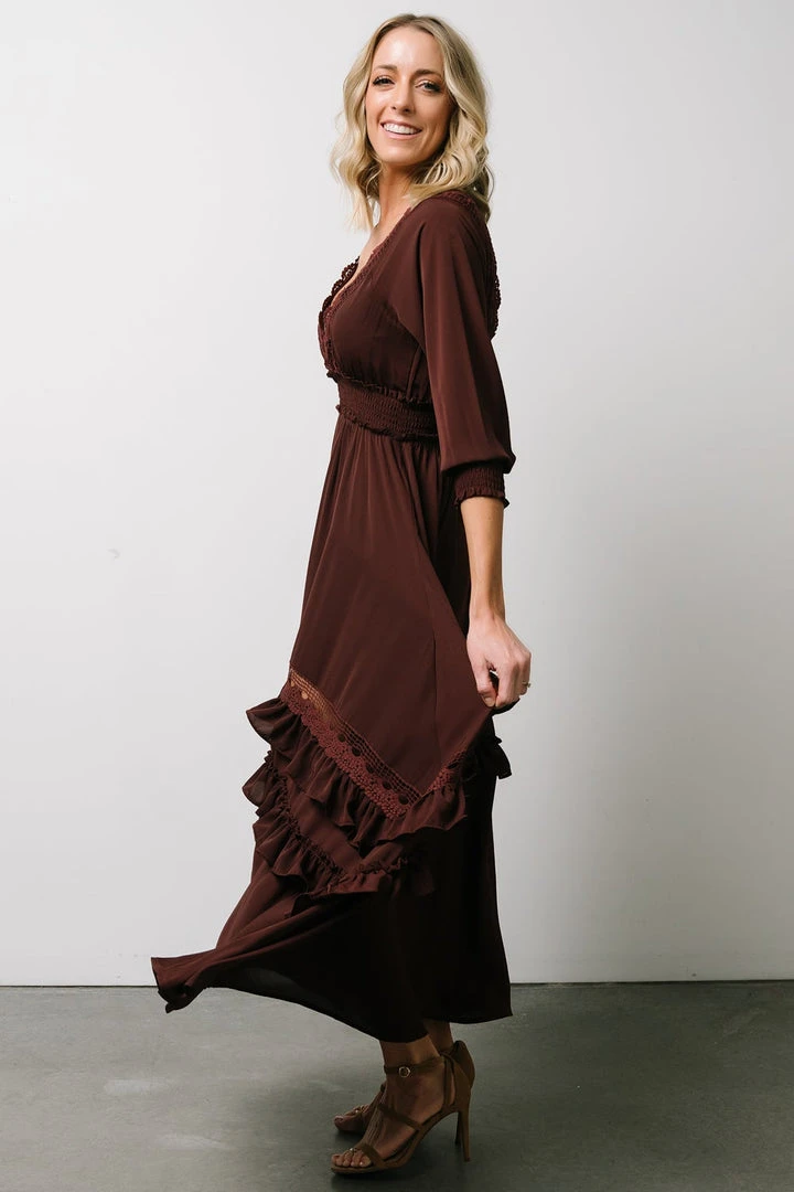 BB Custom Pippa Ruffle Maxi Dress | Raisin 6 BB Custom Pippa Ruffle Maxi Dress | Raisin