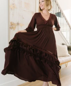BB Custom Pippa Ruffle Maxi Dress | Raisin 19 BB Custom Pippa Ruffle Maxi Dress | Raisin