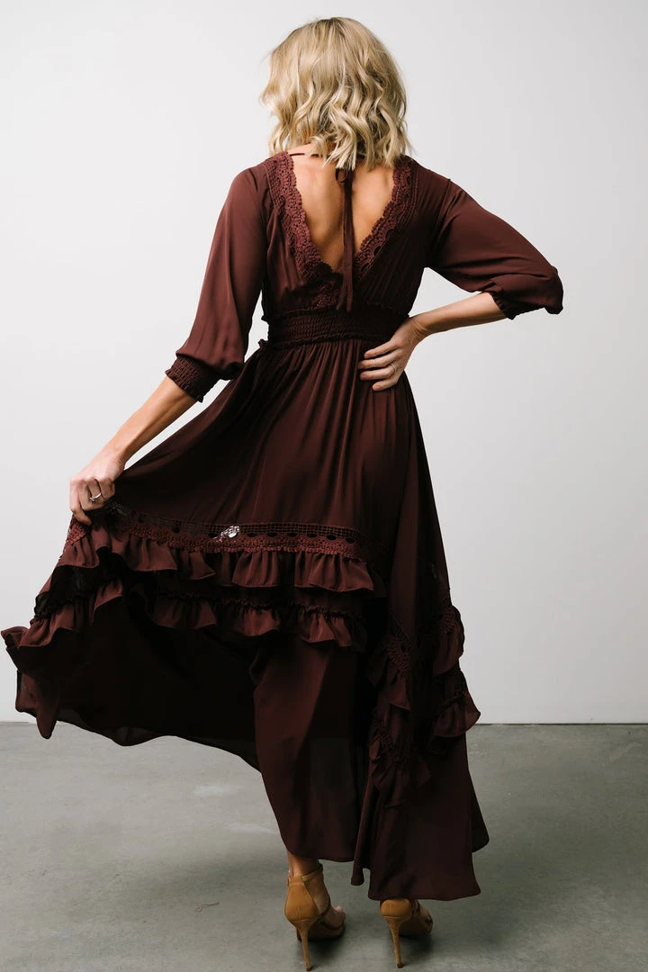 BB Custom Pippa Ruffle Maxi Dress | Raisin 2 BB Custom Pippa Ruffle Maxi Dress | Raisin