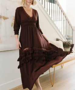 BB Custom Pippa Ruffle Maxi Dress | Raisin 18 BB Custom Pippa Ruffle Maxi Dress | Raisin