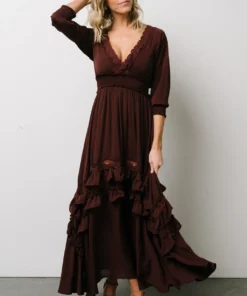 BB Custom Pippa Ruffle Maxi Dress | Raisin 14 BB Custom Pippa Ruffle Maxi Dress | Raisin