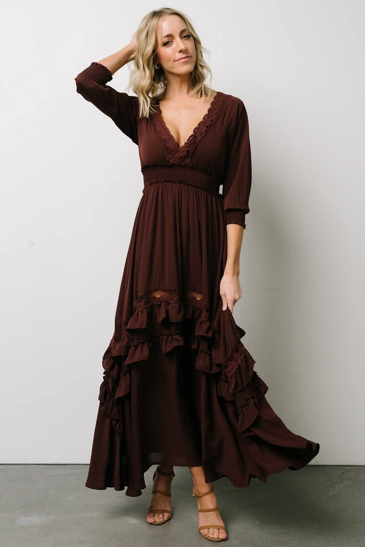 BB Custom Pippa Ruffle Maxi Dress | Raisin 4 BB Custom Pippa Ruffle Maxi Dress | Raisin