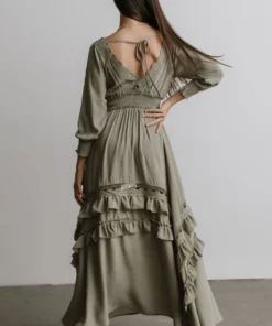BB Custom Dresses Pippa Ruffle Maxi Dress | Sage 16 BB Custom Dresses Pippa Ruffle Maxi Dress | Sage