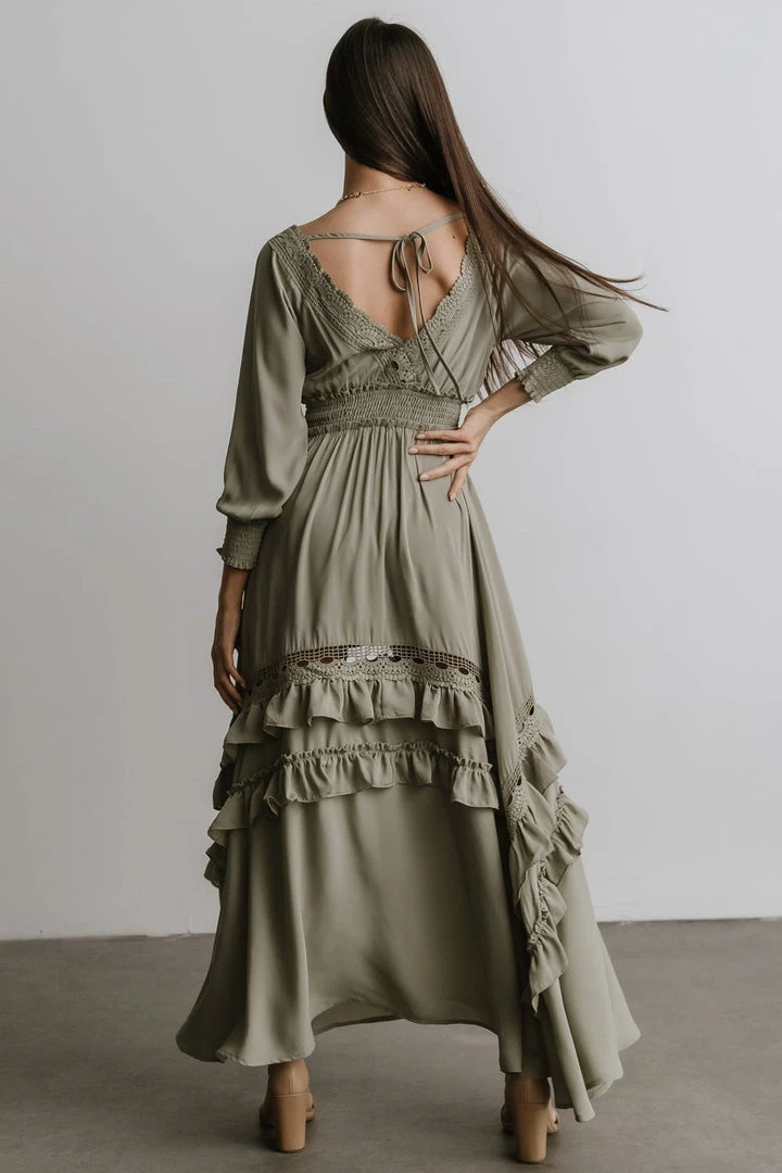 BB Custom Dresses Pippa Ruffle Maxi Dress | Sage 8 BB Custom Dresses Pippa Ruffle Maxi Dress | Sage