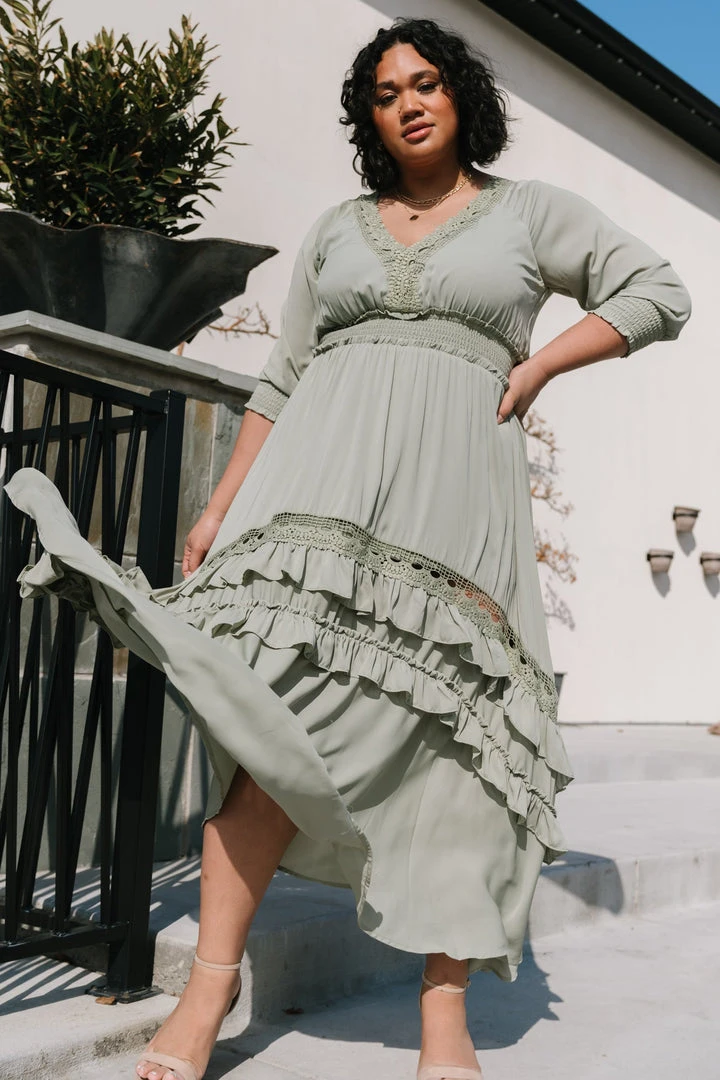 BB Custom Dresses Pippa Ruffle Maxi Dress | Sage 9 BB Custom Dresses Pippa Ruffle Maxi Dress | Sage