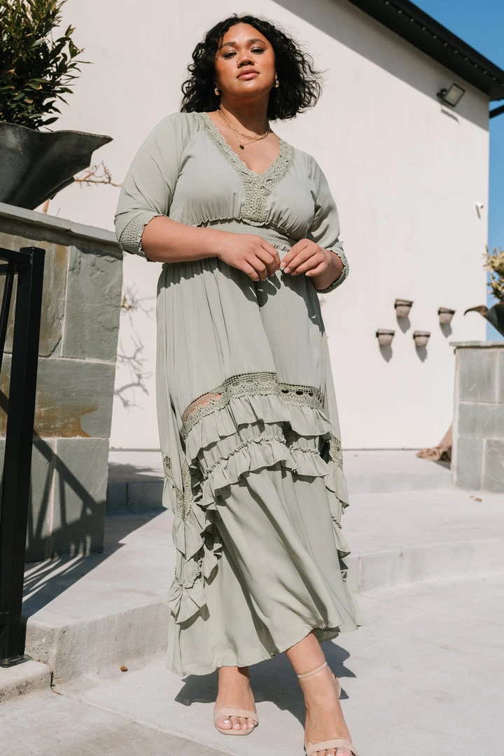 BB Custom Dresses Pippa Ruffle Maxi Dress | Sage 4 BB Custom Dresses Pippa Ruffle Maxi Dress | Sage