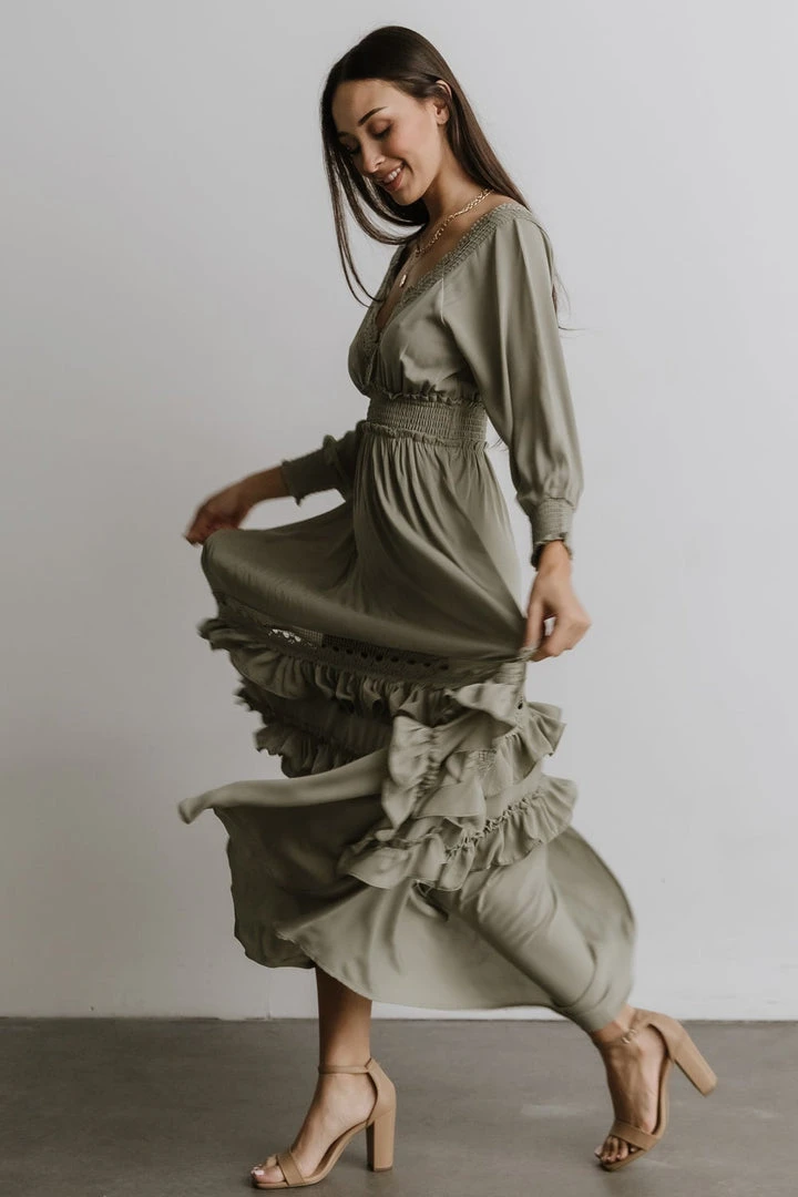 BB Custom Dresses Pippa Ruffle Maxi Dress | Sage 6 BB Custom Dresses Pippa Ruffle Maxi Dress | Sage