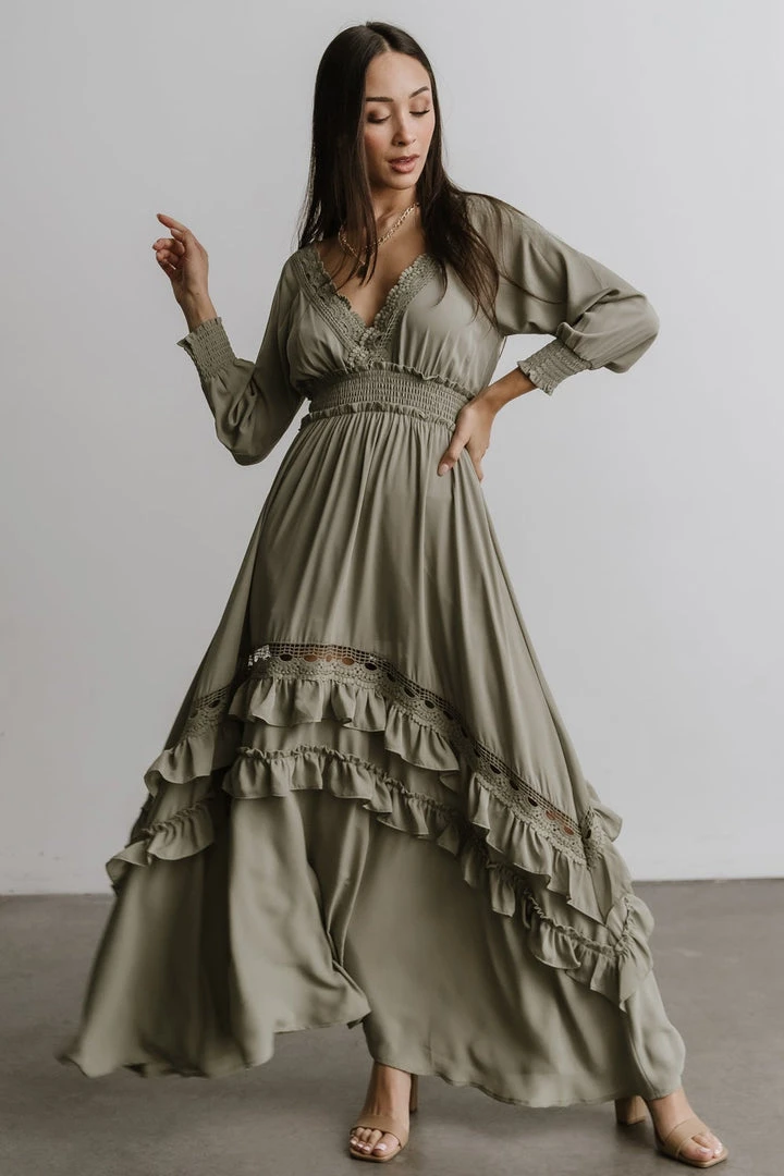 BB Custom Dresses Pippa Ruffle Maxi Dress | Sage 5 BB Custom Dresses Pippa Ruffle Maxi Dress | Sage