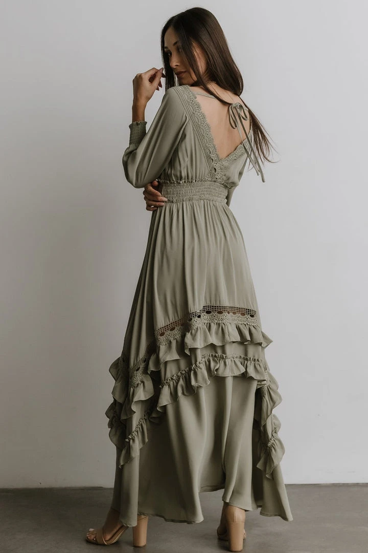 BB Custom Dresses Pippa Ruffle Maxi Dress | Sage 3 BB Custom Dresses Pippa Ruffle Maxi Dress | Sage