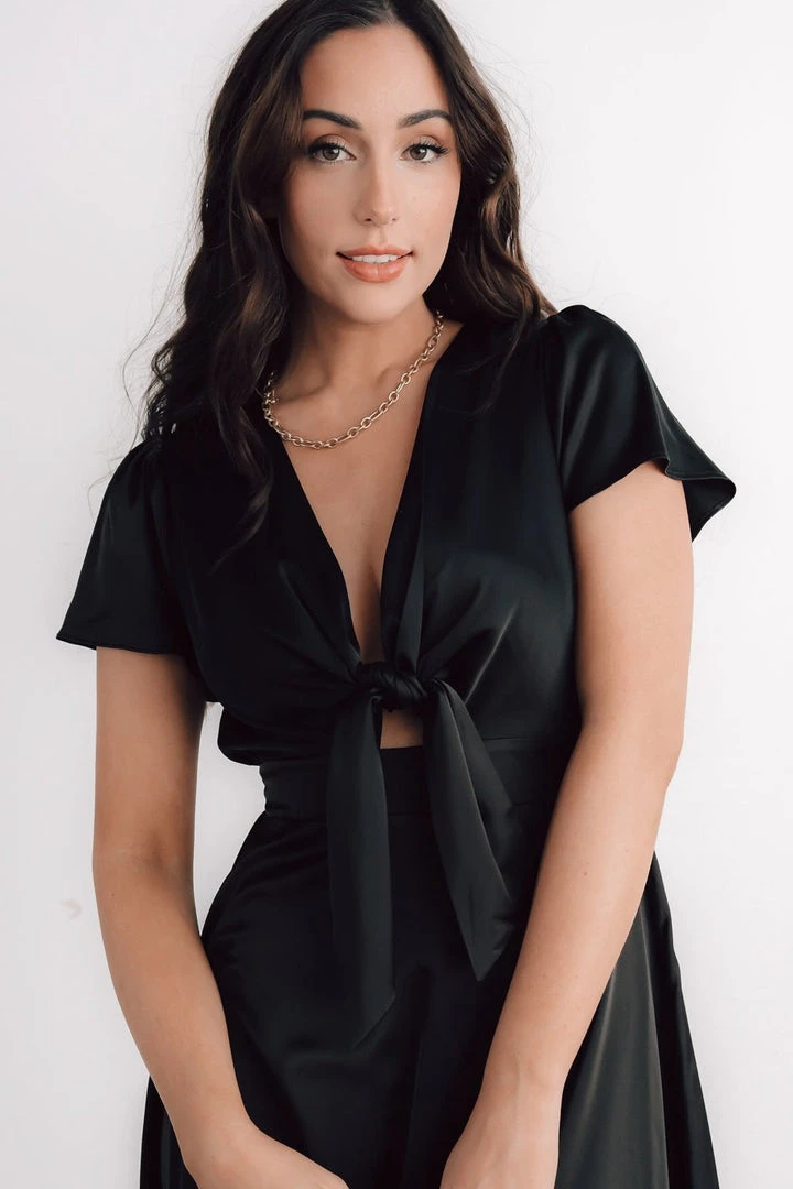 JH Poppy Satin Midi Dress | Black 2 JH Poppy Satin Midi Dress | Black