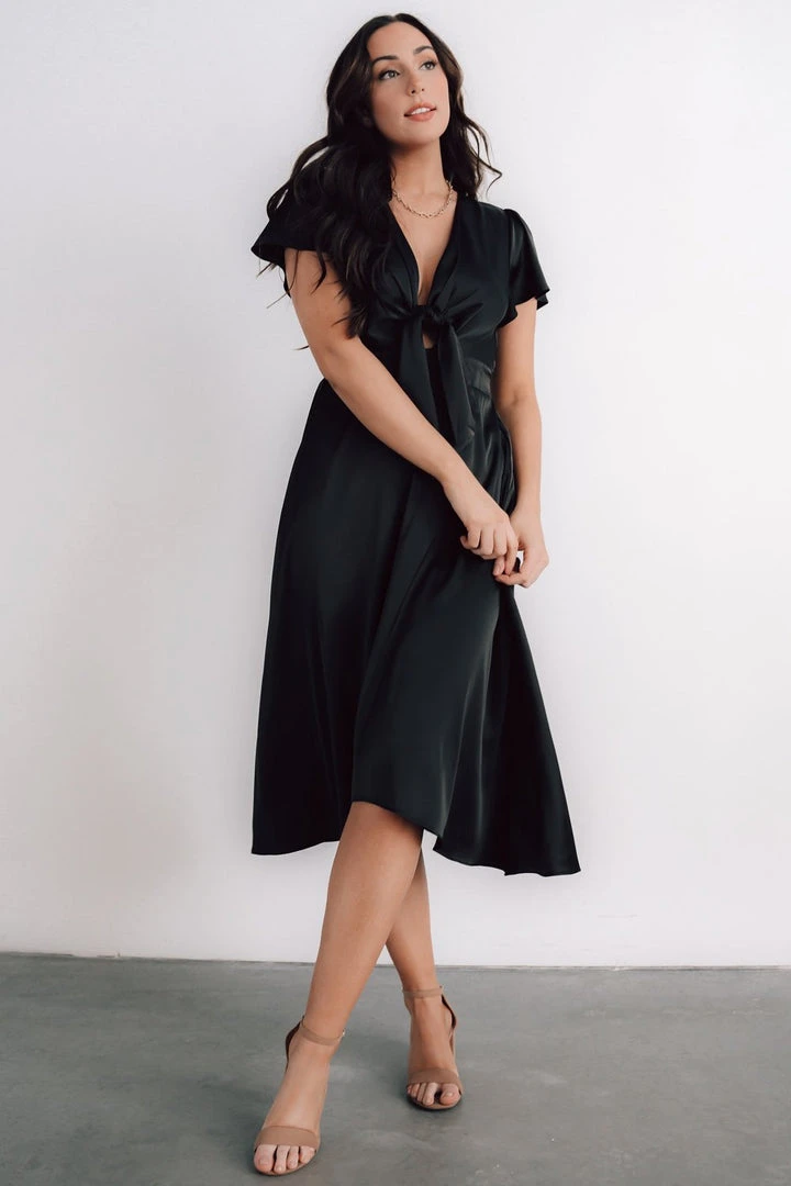 JH Poppy Satin Midi Dress | Black 6 JH Poppy Satin Midi Dress | Black