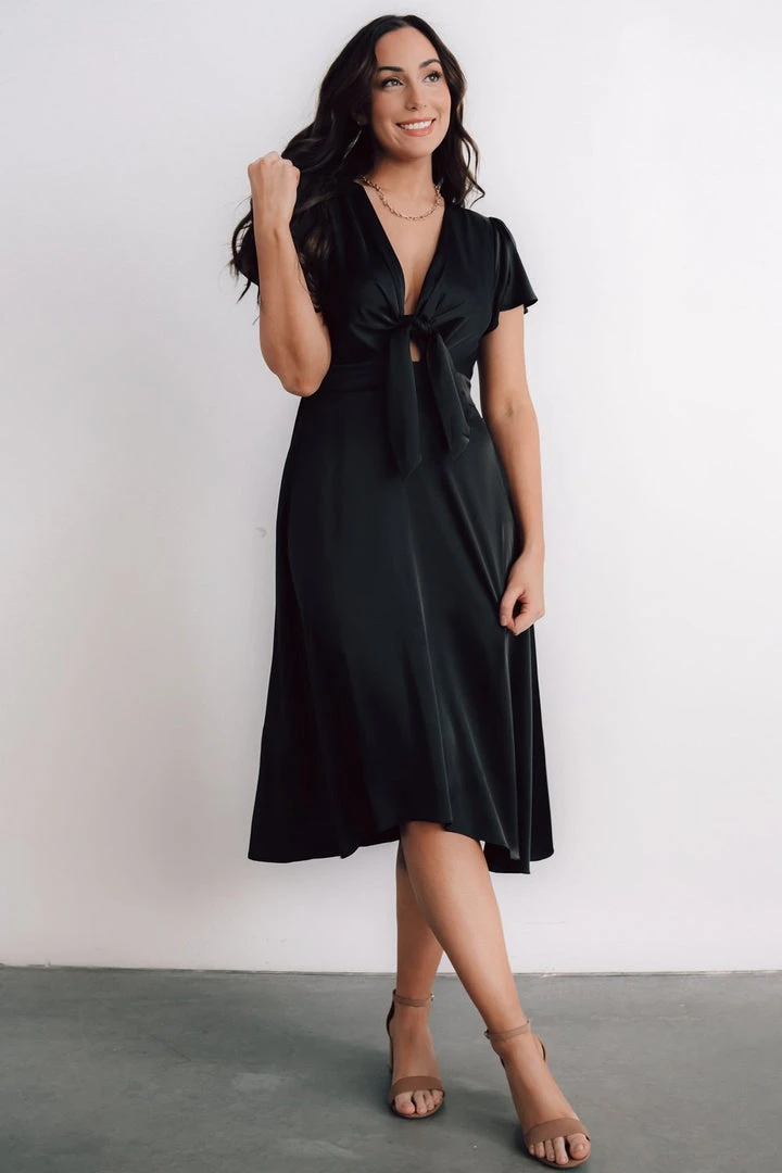 JH Poppy Satin Midi Dress | Black 1 JH Poppy Satin Midi Dress | Black