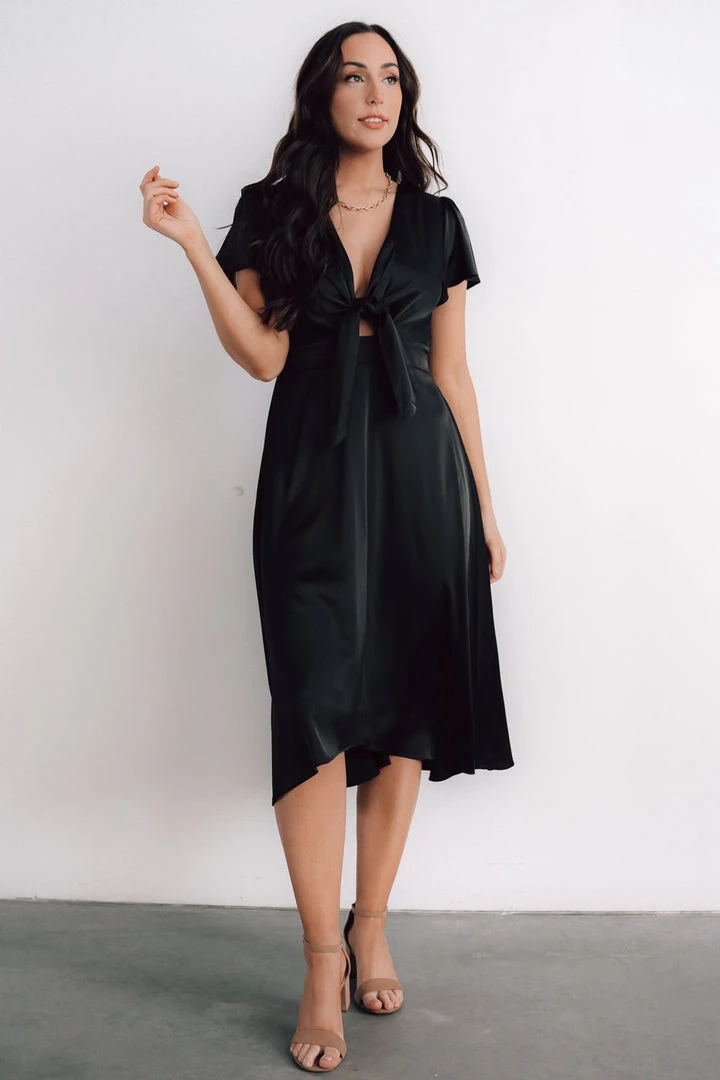 JH Poppy Satin Midi Dress | Black 3 JH Poppy Satin Midi Dress | Black
