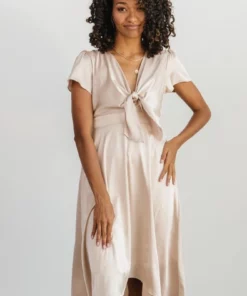 JH Dresses Poppy Satin Midi Dress | Champagne 9 JH Dresses Poppy Satin Midi Dress | Champagne