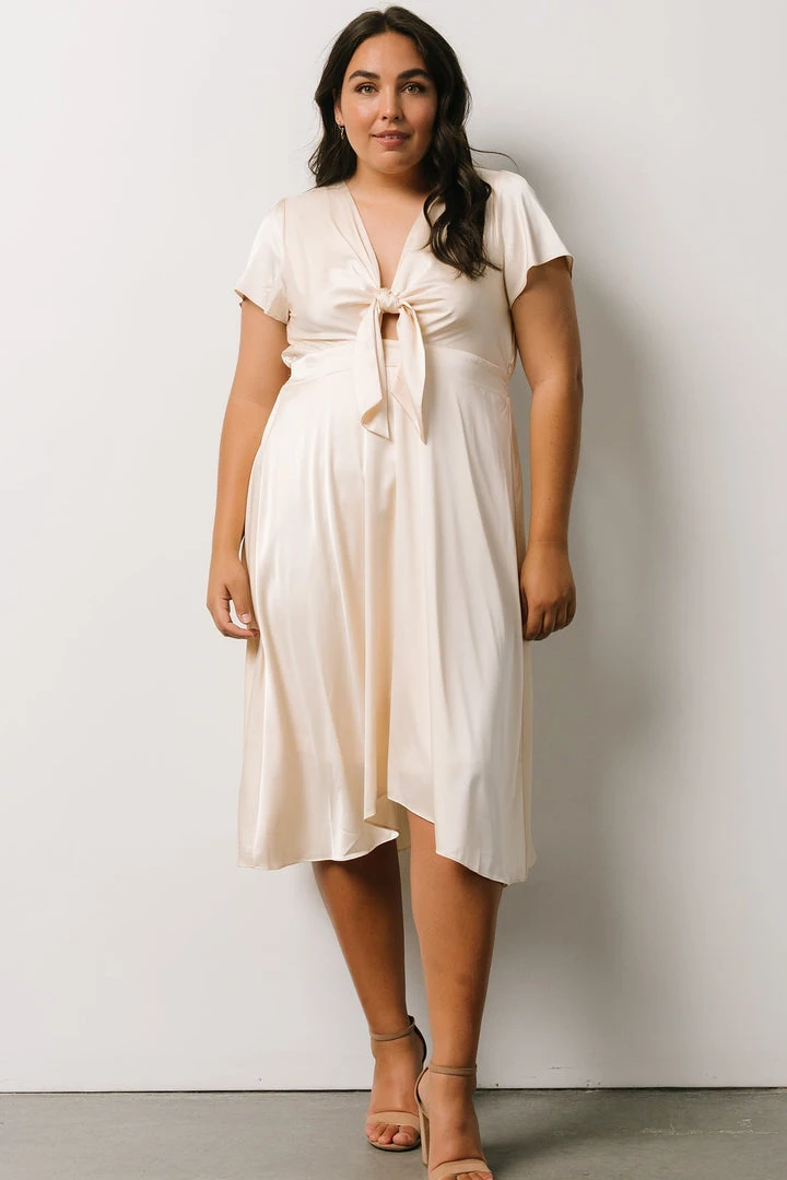 JH Dresses Poppy Satin Midi Dress | Ivory 1 JH Dresses Poppy Satin Midi Dress | Ivory