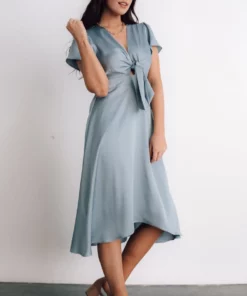 JH Dresses Poppy Satin Midi Dress | Light Blue