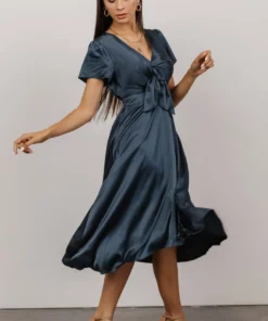 JH Dresses Poppy Satin Midi Dress | Midnight Blue 14 JH Dresses Poppy Satin Midi Dress | Midnight Blue