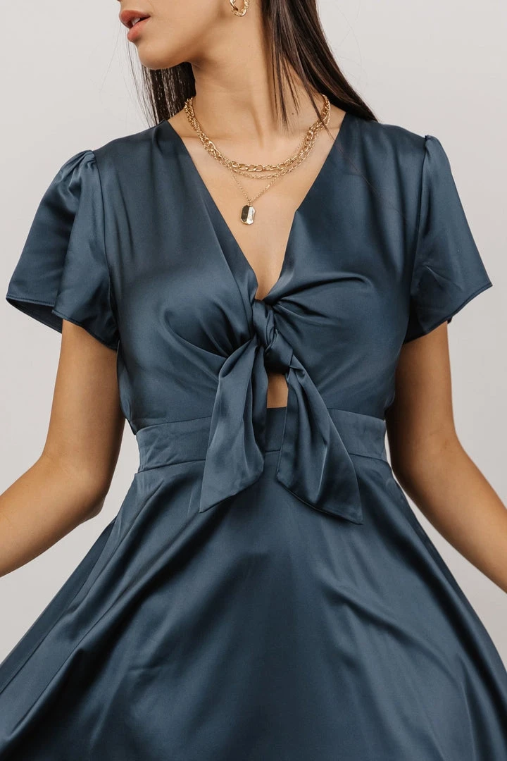 JH Dresses Poppy Satin Midi Dress | Midnight Blue 6 JH Dresses Poppy Satin Midi Dress | Midnight Blue