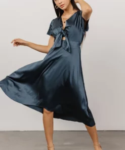 JH Dresses Poppy Satin Midi Dress | Midnight Blue 12 JH Dresses Poppy Satin Midi Dress | Midnight Blue