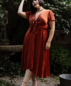 JH Dresses Poppy Satin Midi Dress | Rust