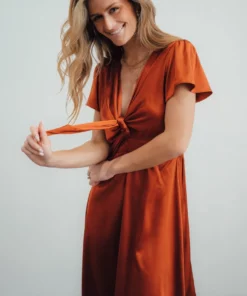 JH Dresses Poppy Satin Midi Dress | Rust