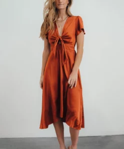 JH Dresses Poppy Satin Midi Dress | Rust