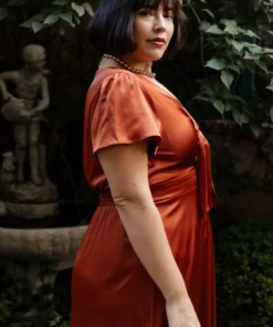 JH Dresses Poppy Satin Midi Dress | Rust