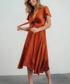 JH Dresses Poppy Satin Midi Dress | Rust