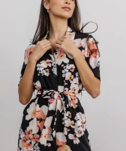 BS Posy Jumpsuit | Black + Pink Floral Vacation