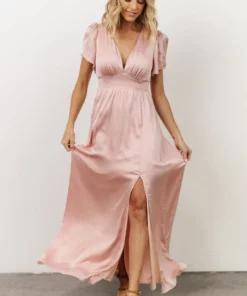 RR Prague Satin Maxi Dress | Blush