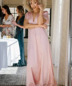 RR Prague Satin Maxi Dress | Blush