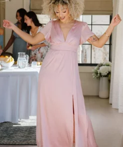 RR Prague Satin Maxi Dress | Blush