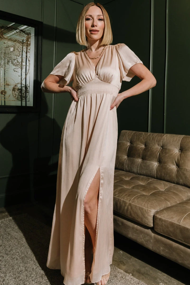 RR Dresses Prague Satin Maxi Dress | Champagne 2 RR Dresses Prague Satin Maxi Dress | Champagne