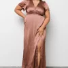 RR Prague Satin Maxi Dress | Rosy Brown Dresses