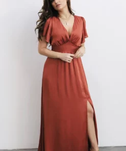 RR Prague Satin Maxi Dress | Rust Dresses