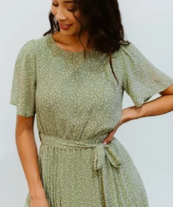 POL Dresses Prim Pleated Dress | Olive Print 12 POL Dresses Prim Pleated Dress | Olive Print