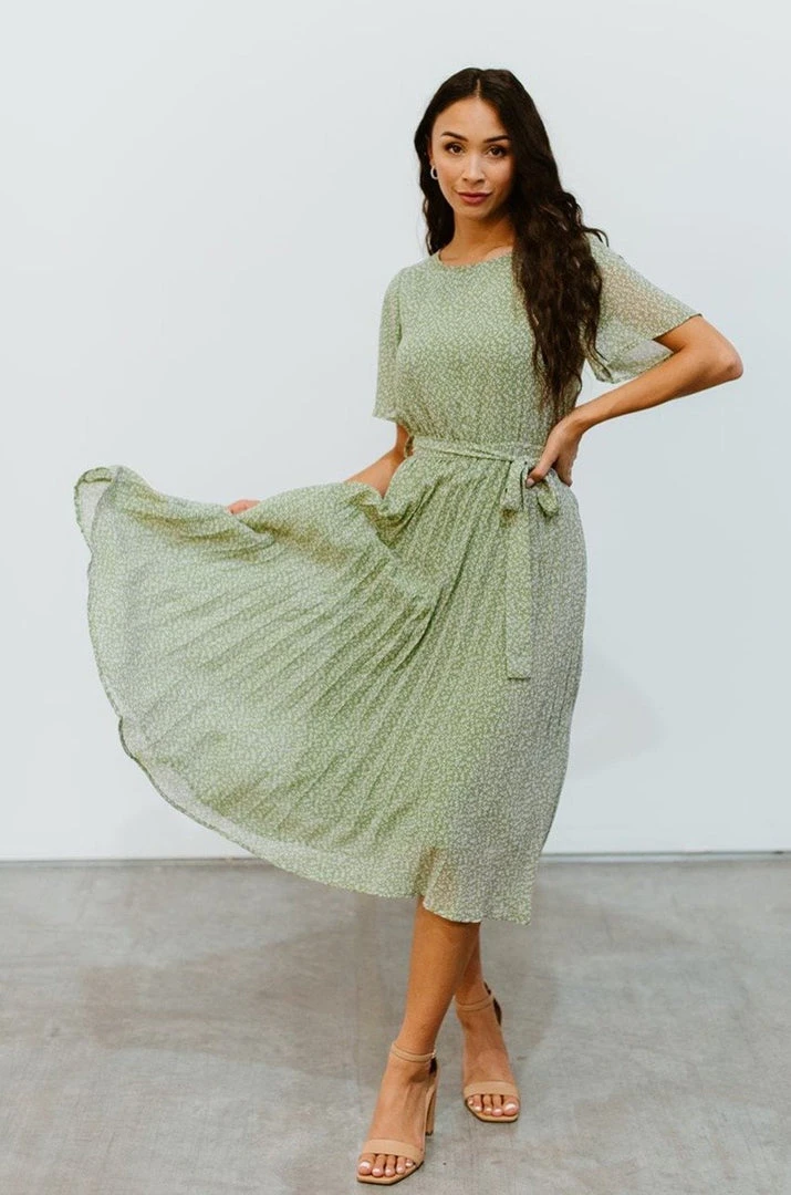 POL Dresses Prim Pleated Dress | Olive Print 7 POL Dresses Prim Pleated Dress | Olive Print