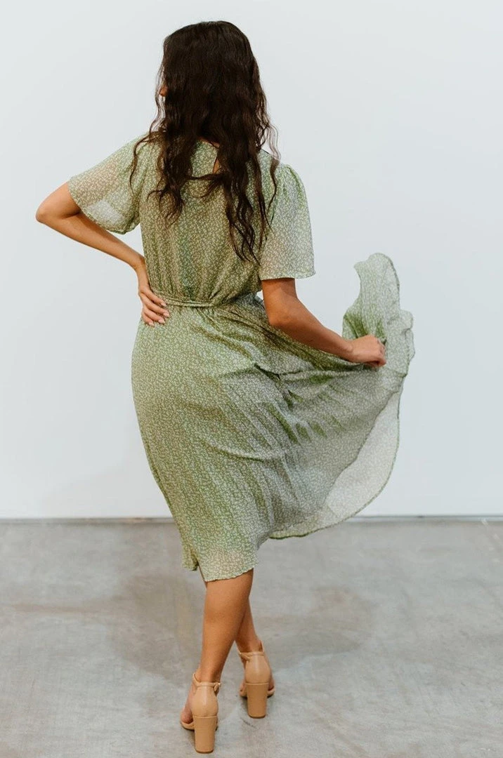 POL Dresses Prim Pleated Dress | Olive Print 3 POL Dresses Prim Pleated Dress | Olive Print