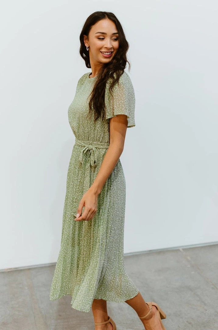 POL Dresses Prim Pleated Dress | Olive Print 8 POL Dresses Prim Pleated Dress | Olive Print