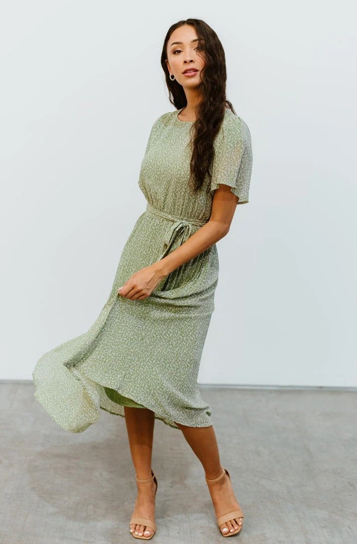 POL Dresses Prim Pleated Dress | Olive Print 2 POL Dresses Prim Pleated Dress | Olive Print