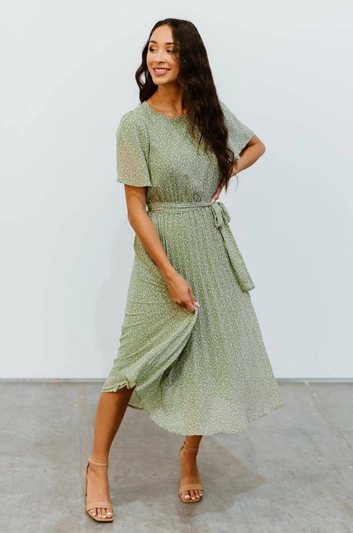 POL Dresses Prim Pleated Dress | Olive Print 5 POL Dresses Prim Pleated Dress | Olive Print