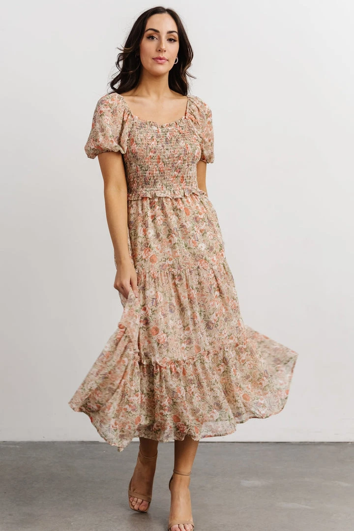 HAY Priscilla Smocked Midi Dress | Dusty Pink Floral 5 HAY Priscilla Smocked Midi Dress | Dusty Pink Floral