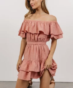 FT Dresses Rachel Off Shoulder Mini Dress | Mauve